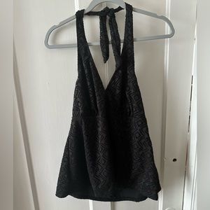 Halter top bathing suit top - black - tankini